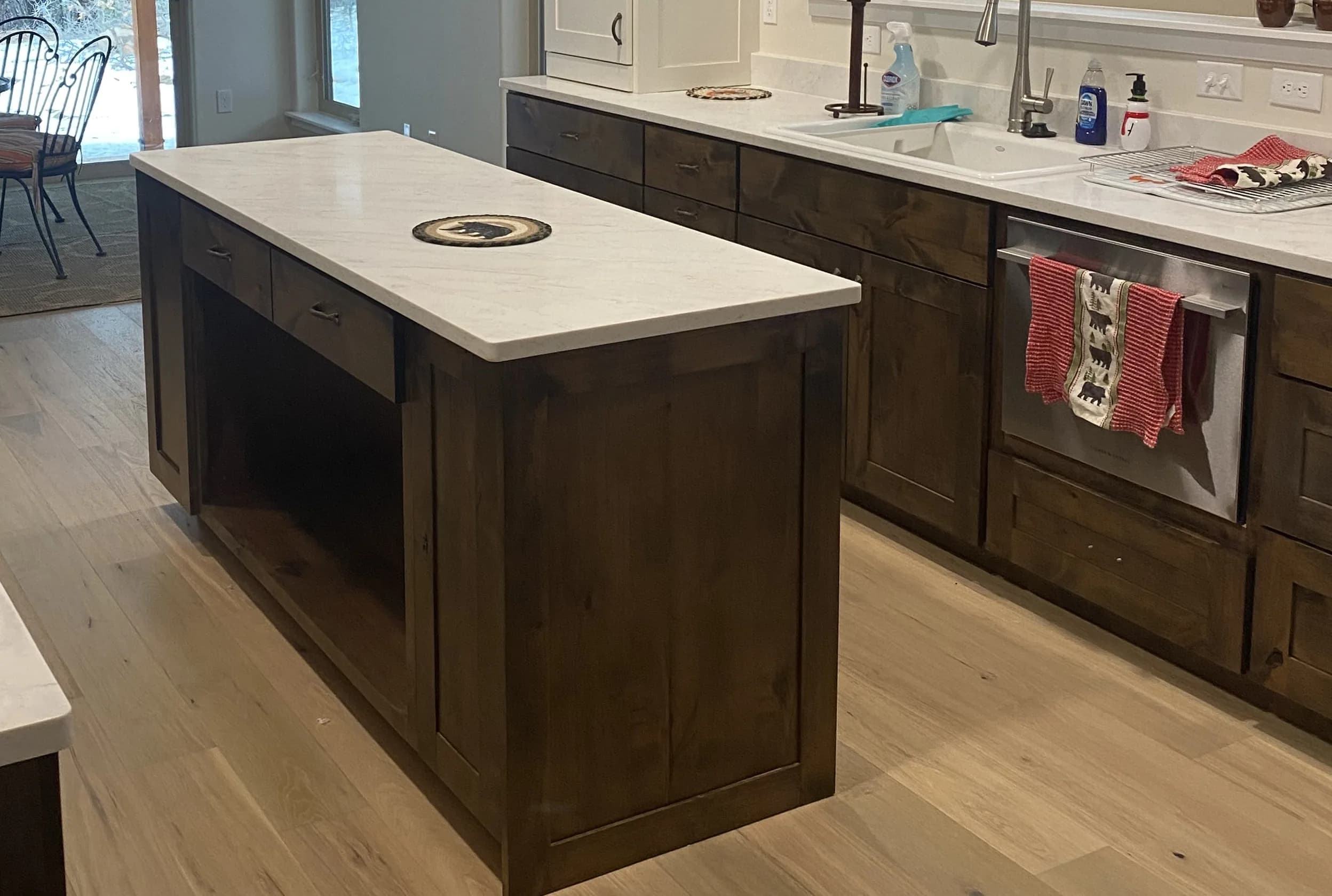 Finished kitchen remodel with custom cabinetry in Comal County home